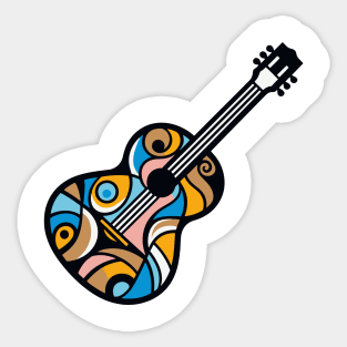 Guitar illustration. Guitar illustration in cubist style Sticker